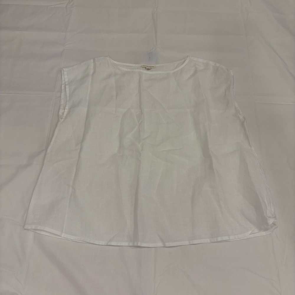 Eileen Fisher Cream Sleeveless Boxy Blouse